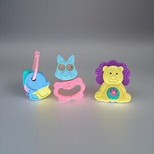 Lot of Vintage Baby Toys, Talking Lion, ABC Keys & Bunny Rattle Kids II